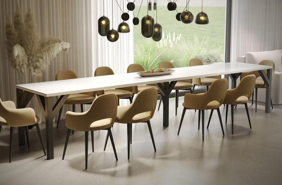 Industrial-Home Bristol Witte uitklapbare eettafel 130-330 cm (L) x 80 cm (B) x 75 cm (H)