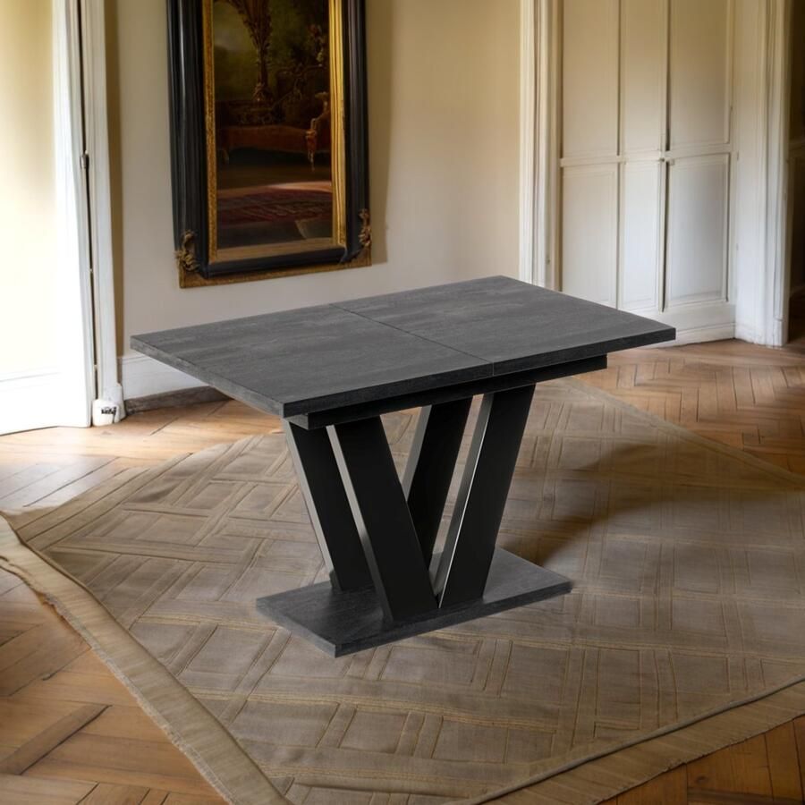 Industrial-Home Cooper Beton Zwarte Uitschuifbare Eettafel (130-210 x 80 x 75 cm) – Stijlvol Industrieel & Verlengbaar