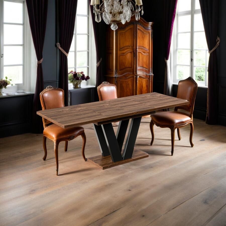 Industrial-Home Cooper Kloostereiken Uitschuifbare Eettafel – 130-210 cm – Stijlvol Robuust & Verlengbaar