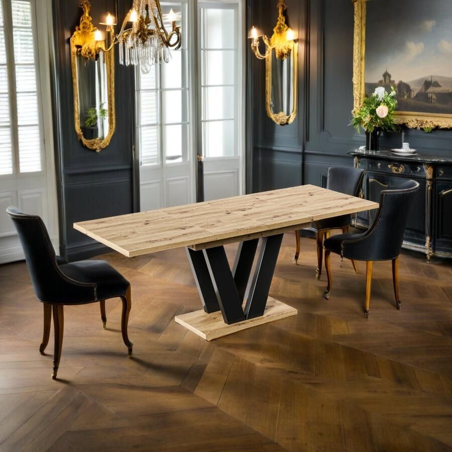 Industrial-Home Cooper Natuur Eiken Uitschuifbare Eettafel (130-210 x 80 x 75 cm) – Stijlvol & Duurzaam met Verlengbare Functionaliteit