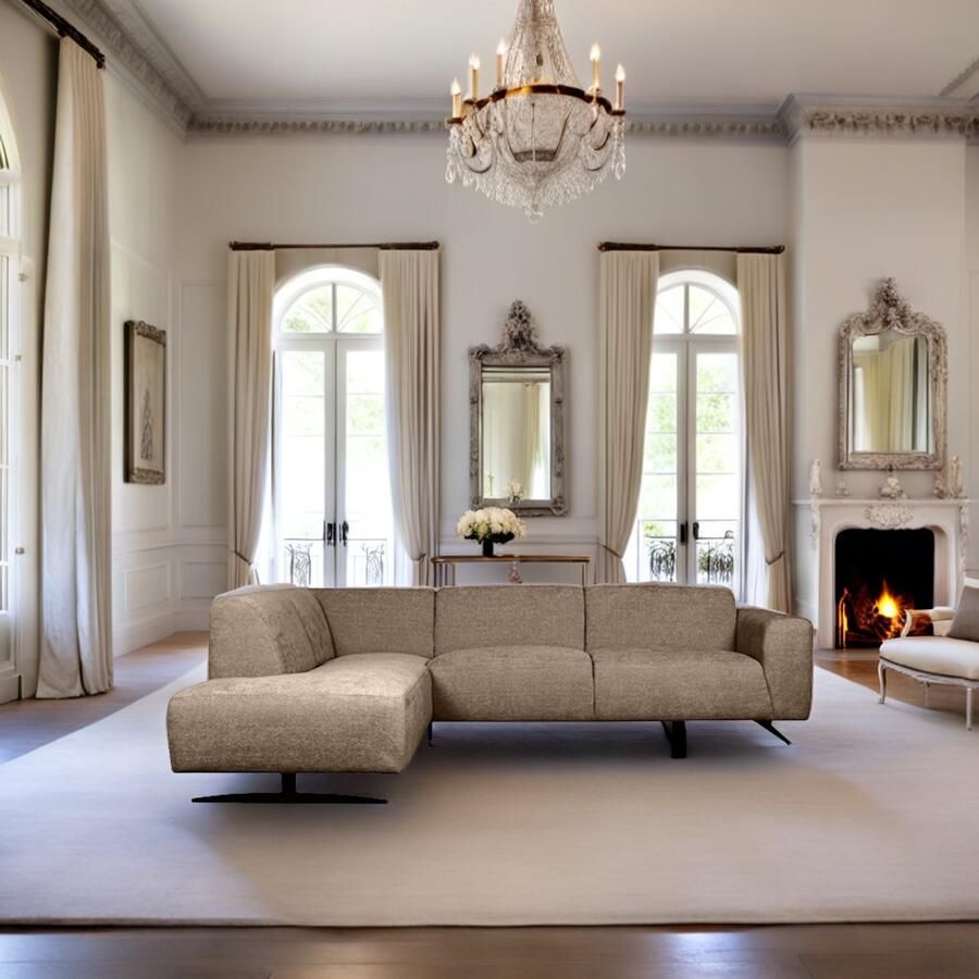 Industrial-Home Hoekbank Lima Links 278x210x75 cm Elite Zwart Metaal