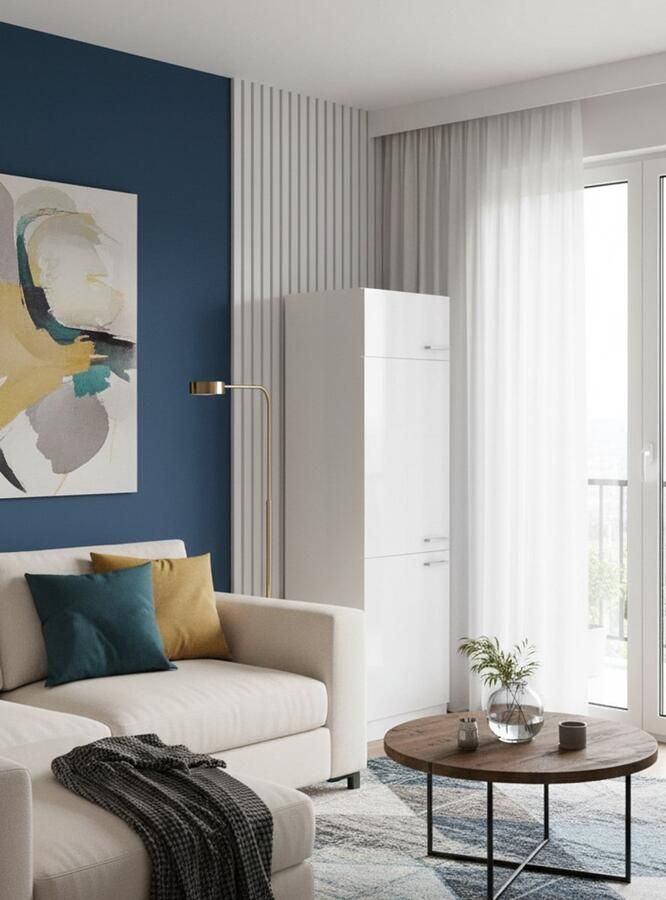 Industrial-Home Hoogwaardige Moderne Keukenkast – Koelkast Omlijsting 60 cm – Wandmontage Keukenmodule met Verstelbare Plank & Poten – Antraciet Zwart – Compacte Lichtgewicht Keukenonderkast met Draaideuren – Perfect voor Stijlvolle Keukens