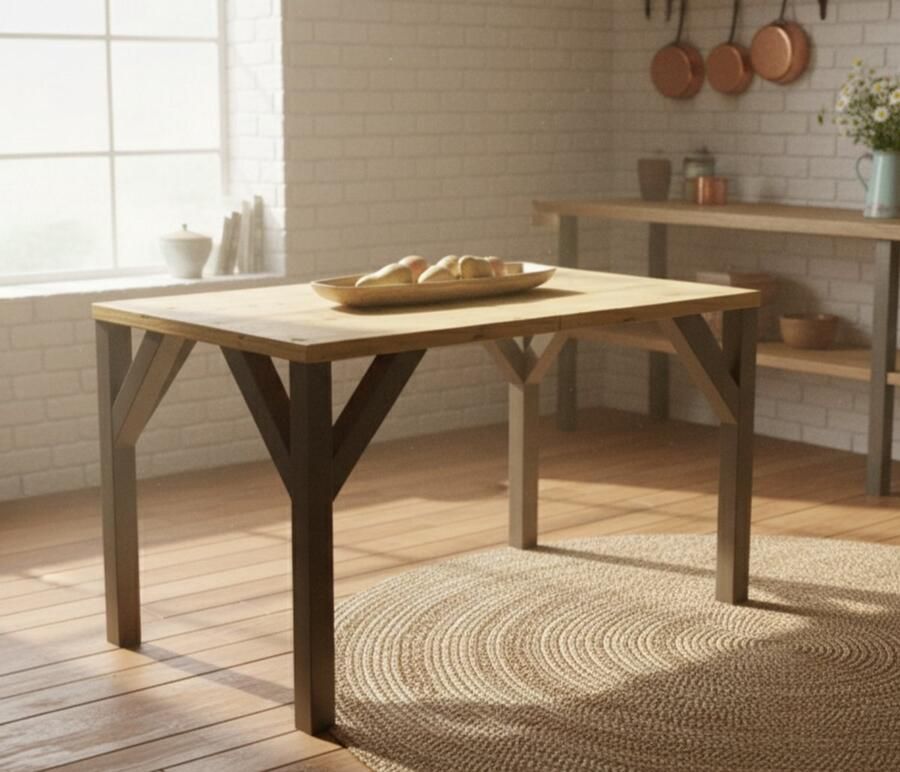 Industrial-Home Luxe Industriële Uitschuifbare Eettafel Rectangular – Massief Hout & Fineer – Handgemaakt Eiken Tafelblad – Zwart Frame – 130-240 cm – 10 Personen – Stijlvol & Stevig Design