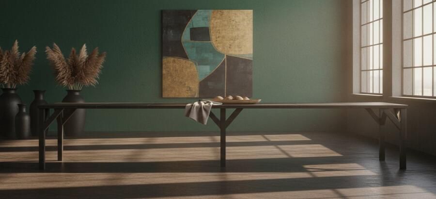 Industrial-Home Luxe Uitschuifbare Eettafel – Betonlook Tafelblad – Rechthoekig Design – Zwart Houten Frame – Moderne Industrieel Design Tafel – 10 Personen – 130-405 x 90 x 75 cm ganeey