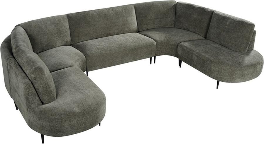 Industrial-Home U-Bank Bogota 350x232x72 cm Hunter Elite Zwart Metaal Sofa