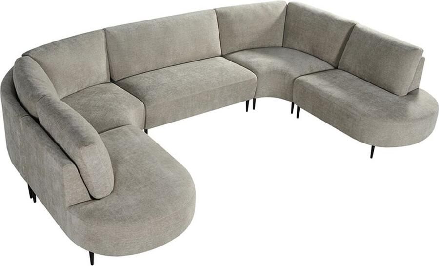 Industrial-Home U-Bank Cartagena 350x232x72 cm Naturel Elite Zwart Metaal Sofa
