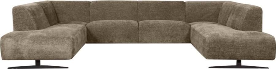 Industrial-Home U-Bank Sofa Cali 344x210x75 cm Hunter Elite Zwart Metaal Luxe Bankstel voor Woonkamer Modern Chesterfield Bank Leren Bankstel Chesterfield Zetel en Fauteuil Geschikt voor 6 Personen Onderhoudsvriendelijke Elite Stof leren
