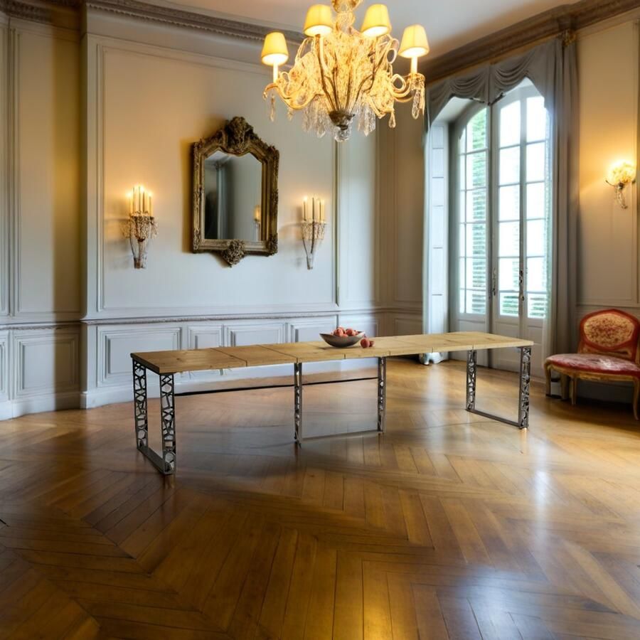 Industrial-Home Uitschuifbare Eettafel – 130-330 cm – Gold Artisan Oak Luxe Eiken Tafel met Gouden Frame – Verlengbare Eettafel voor 8 Personen – Modern & Elegant – Onderhoudsvriendelijk