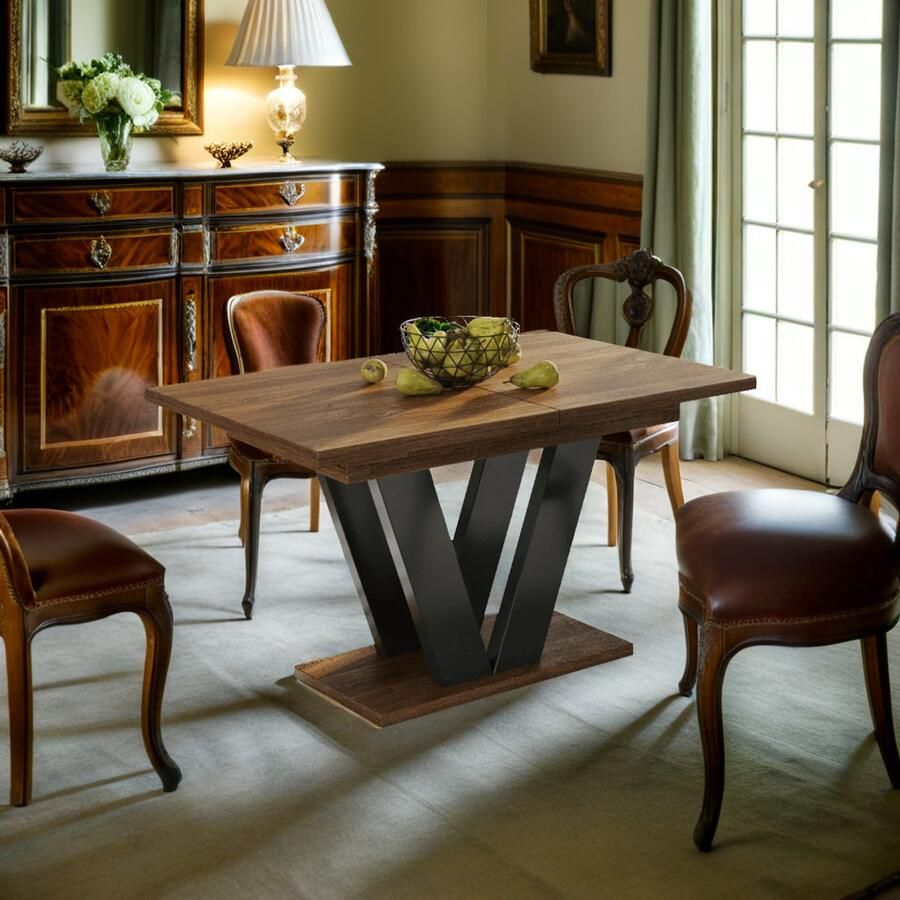 Industrial-Home Uitschuifbare Eettafel Industrialhome Cooper – 130-210 cm – Stoer & Industrieel – Verlengbaar & Onderhoudsvriendelijk – Robuuste Tafel voor 8 Personen