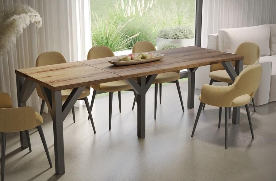 Industrial-Home Uitschuifbare eettafel Lengte (uitschuifbaar) 130-250 cm 130-330 cm Breedte 80 cm Hoogte 75 cm