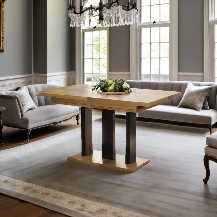 Industrial-Home Uitschuifbare Eettafel – Verlengbare Eetkamertafel Hout met Fineer Amplier – 130-210 x 80 x 76 cm – Geschikt voor 8 Personen – Robuust en Stijlvol Design – Eetkamertafel Uitschuifbaar Industrialhome