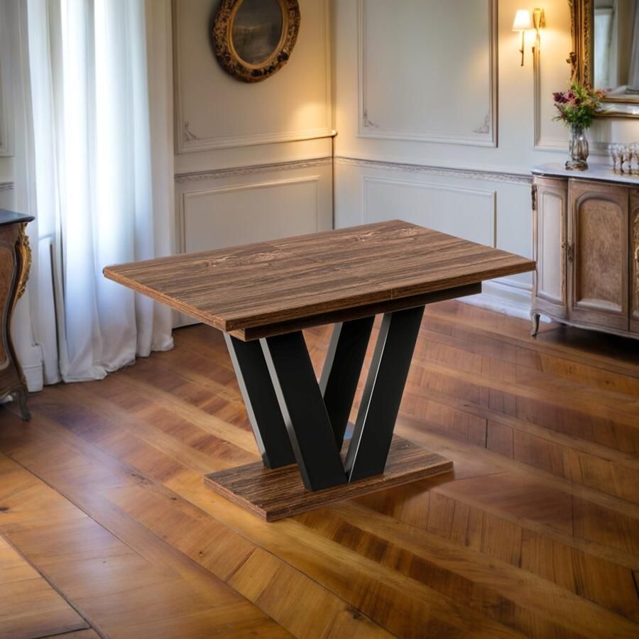 Industrial-Home Uitschuifbare Eettafel – Verlengbare Eetkamertafel van Hout met Fineer Ravenoville – 130-210 x 80 x 75 cm – Stoere en Stijlvolle Eetkamertafel voor 8 Personen