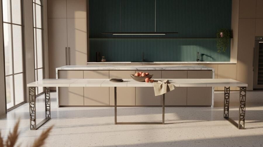 Industrial-Home Valderon Extendable Dining Table – Elegant White Wood Veneer – Black Frame – Seats up to 8 People – Modern Rectangular Dining Table 130–330 cm – Easy Assembly – High-Quality Design