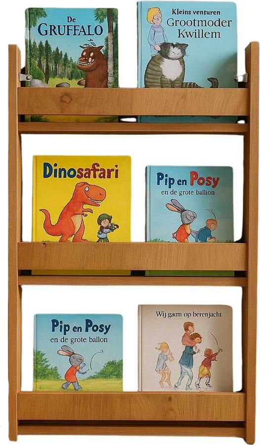 Industrial Living Boekenrek Kind Boekenkast Kinderkamer – Wandboekenrek 3 Lagen – Kinderboekenrek Wand MDF Walnoot – 95x52x10 cm
