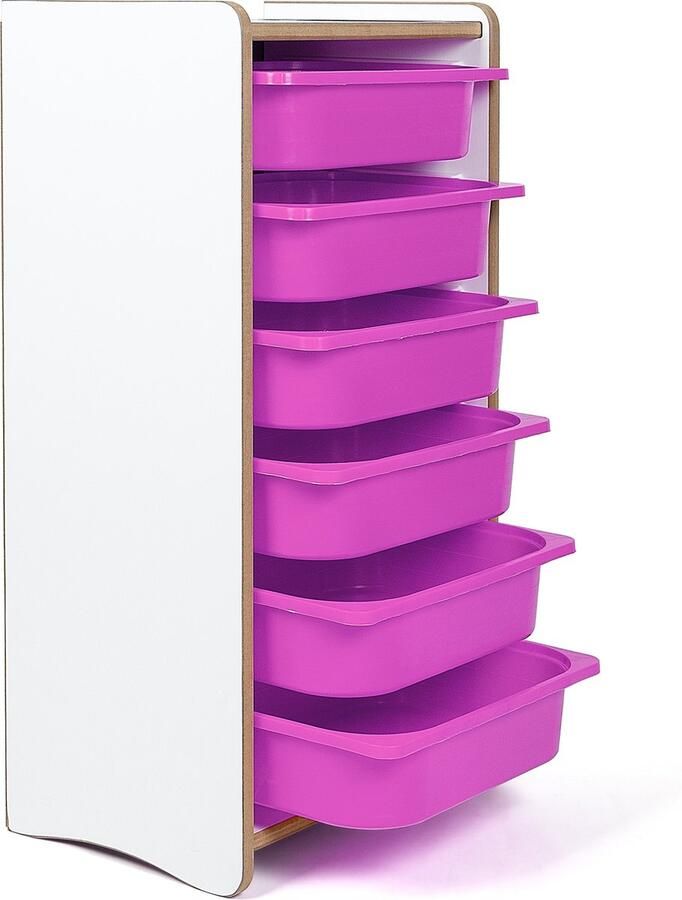 Industrial Living kinderkast met 6 lila opberglades Kast Kinderkamer- Speelgoedkast Opbergkast Boekenkast Hout Wit