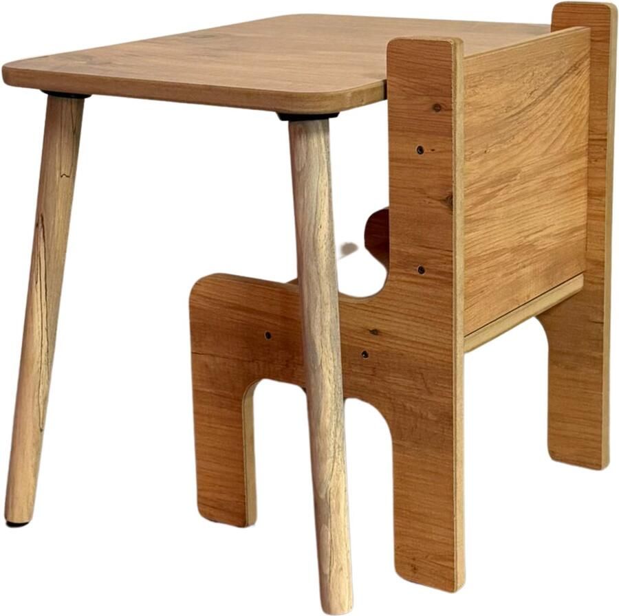 Industrial Living kindertafel Kindermeubels Peutertafel -Speeltafel met kinderstoel Activiteiten tafel -Kinderbureau 1 t m 6 jaar Tekentafel Hout Walnoot