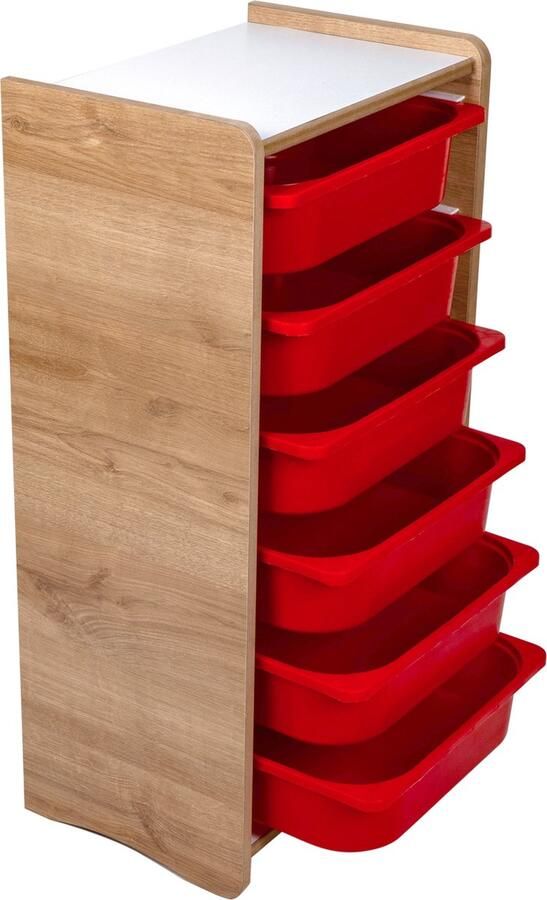 Industrial Living Opbergkast Opbergen speelgoed kinderkamer Kinderkast Speelgoedkast met 6 bakken Hout Walnoot