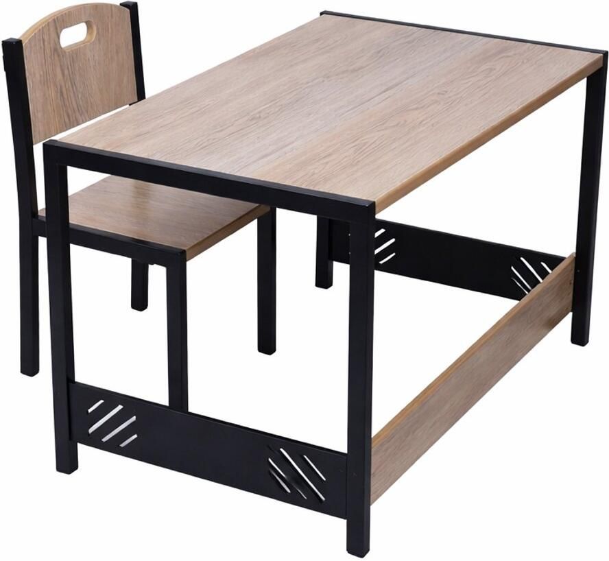 Industrial Living Speeltafel – Activiteiten tafel – Kindertafel en stoeltjes – Kinderbureau – Montessori -Kinderkamer Meubels – Eiken Grijs – Zwart
