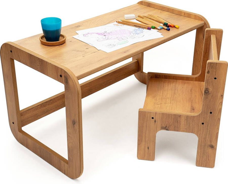 Industrial Living kindertafel met twee stoelen speeltafel met opbergruimte activiteiten tafel kinderbureau tekentafel voor kinderen