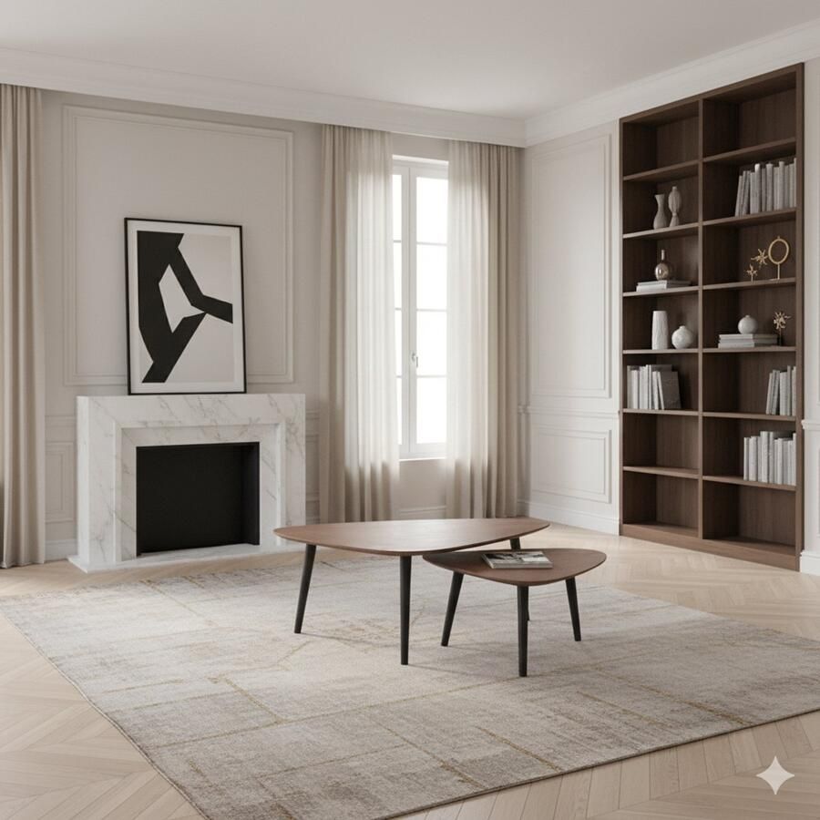 Industrialhome 2-delige Salontafel Set Espresso – Mangohout & Zwart Metaal – Nesting Tafels Industrieel – Organisch Design – Rock Edge by