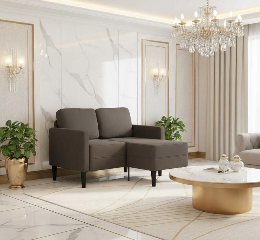 Industrialhome 2-zits Hoekbank met Chaise Longue L-vorm Taupe – Comfortabele Stoffen Sofa met Houten Poten – Moderne Zithoekbank voor Woonkamer of Slaapkamer – Oslo Luxe Design