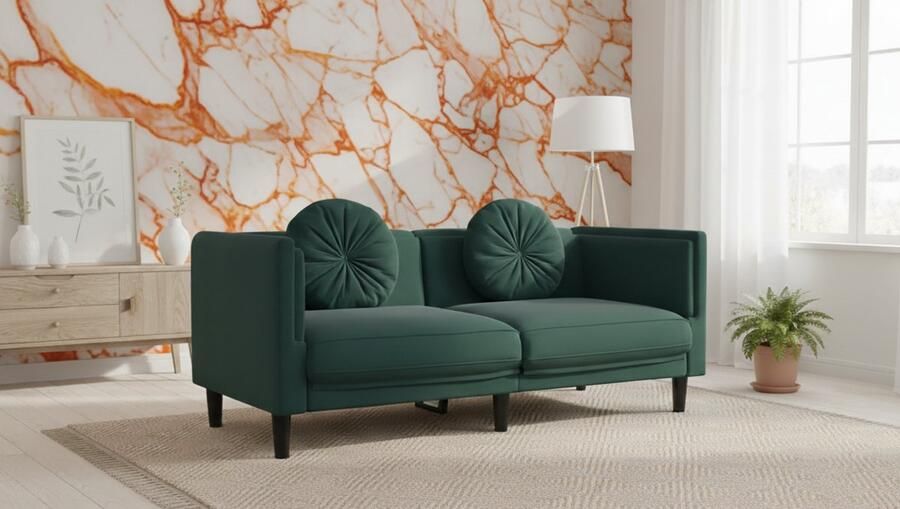 Industrialhome 2-Zitsbank Fluweel Donkergrijs 173 5x77x70 cm – Luxe Loveseat met Kussens – Comfortabele Moderne Zitbank voor Woonkamer – Elegante Twee Zits Bank van Hoge Kwaliteit