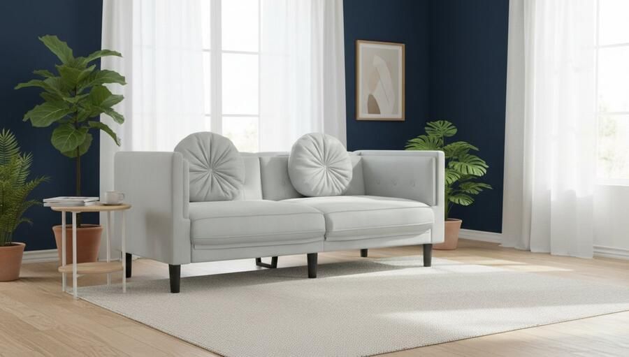 Industrialhome 2-Zitsbank Fluweel Lichtgrijs 145x77x70 cm – Luxe Loveseat met Kussens – Comfortabele Moderne Zitbank voor Woonkamer – Elegante Twee Zits Bank van Hoge Kwaliteit