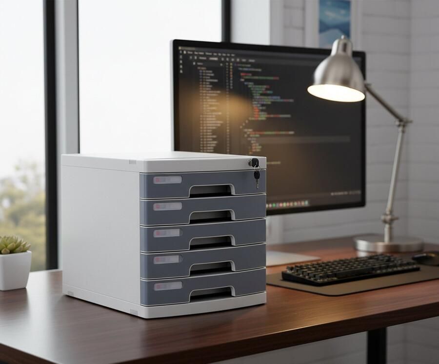 Industrialhome Afsluitbare Metalen Archiefkast met Lade – Compacte Bureau Organizer voor Documenten Dossiers & Kantoorbenodigdheden – Veiligheidskast met Slot – Geschikt voor Thuis of Kantoor –