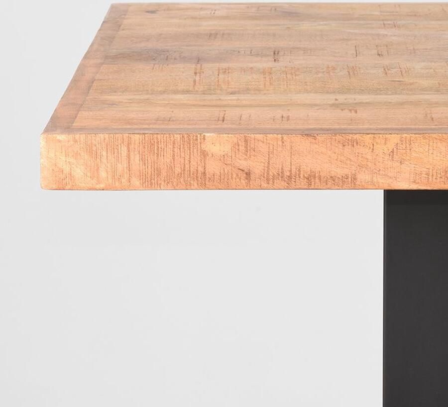 Industrialhome Bartafel industrieel mangohout 120x70x108 cm – Handgemaakt hoge tafel voor 4 personen – Zwart metaal & massief hout –