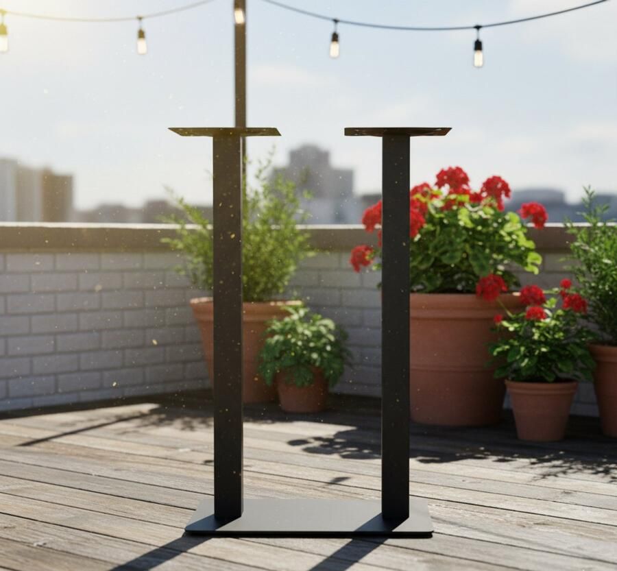 Industrialhome Bartafel Poot Dubbel 108 cm – Zwart Metalen Tafelonderstel voor Tafelblad 120x70 cm – Industrieel Design – Stevig Dubbel Onderstel van