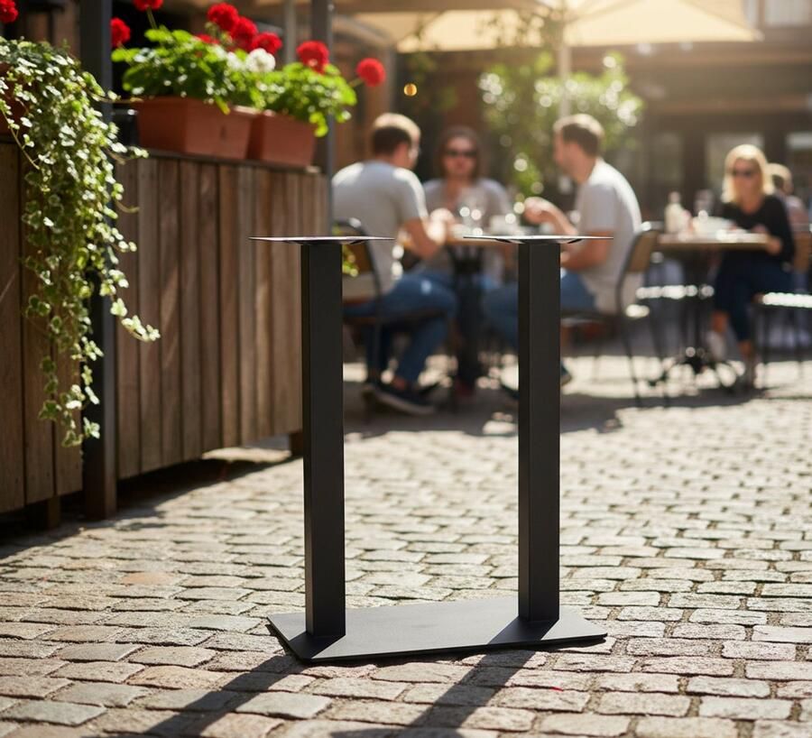 Industrialhome Bartafel Poot Dubbel 92 cm – Zwart Metalen Tafelonderstel voor Bartafelblad 120x70 cm – Industrieel Design – Stevige Dubbele Tafelpoot van