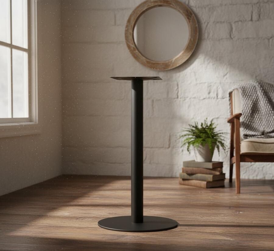 Industrialhome Bartafel Poot Enkel 92 cm – Zwart Metalen Tafelonderstel voor Rond Bartafelblad Ø70 cm – Industrieel Design – Stevige Enkele Tafelpoot van