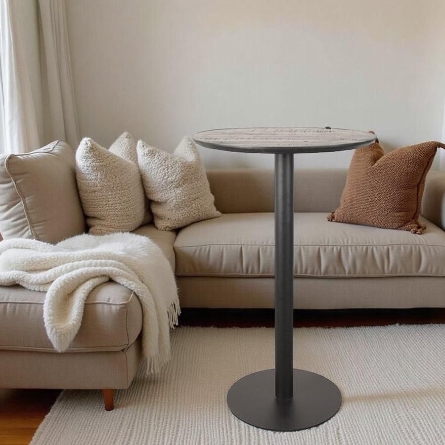 Industrialhome Bartafel 'Tough Black' – 70x70x108 cm – Zwart Mangohout & Metaal – Industriële Bartafel – 4 Personen – Handgemaakt