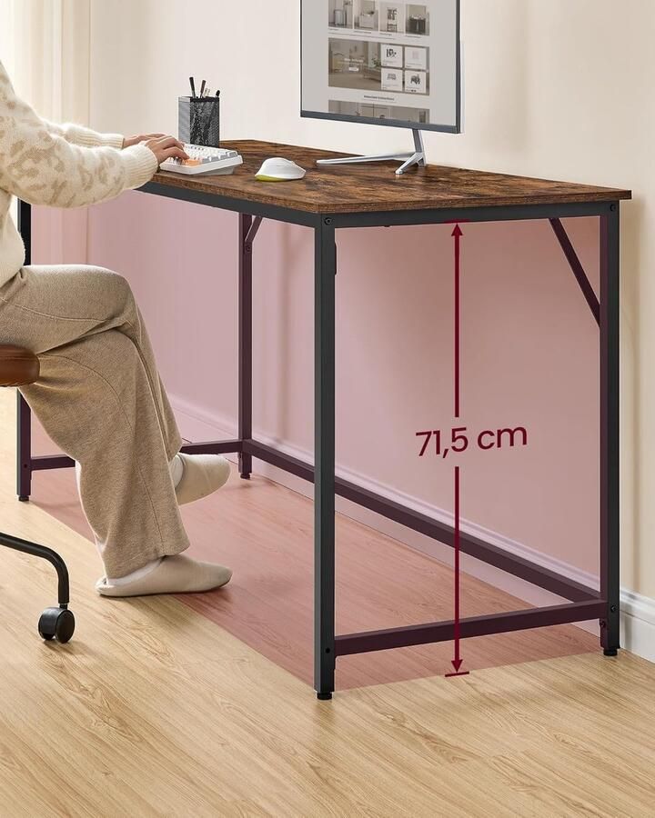 Industrialhome Bureau 160x60 cm – Groot Industrieel Computerbureau voor Kantoor Gaming en Thuiswerkplek – Stalen Frame & Houtlook Werkblad – Stevig Stijlvol Anti-Wiebel – Vintage Bruin Zwart