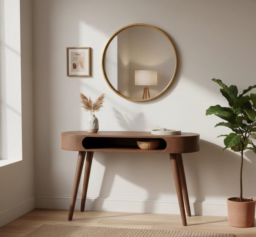 Industrialhome Bureau van Mangohout 120x42 cm – Industrieel Houten Werkbureau met Opbergvak – Espresso – Bella Collectie