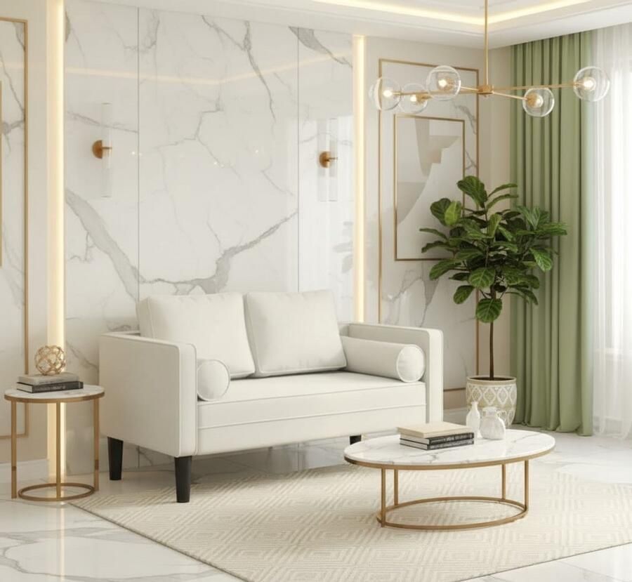 Industrialhome Chaise Longue Velvet Luxe Crème – Elegante Fluwelen Recamière met Lendenkussen Comfortabele Lounge Sofa voor Woonkamer Slaapkamer & Kantoor – Moderne Relaxstoel met Hoogwaardig Schuim & Luxe Afwerking