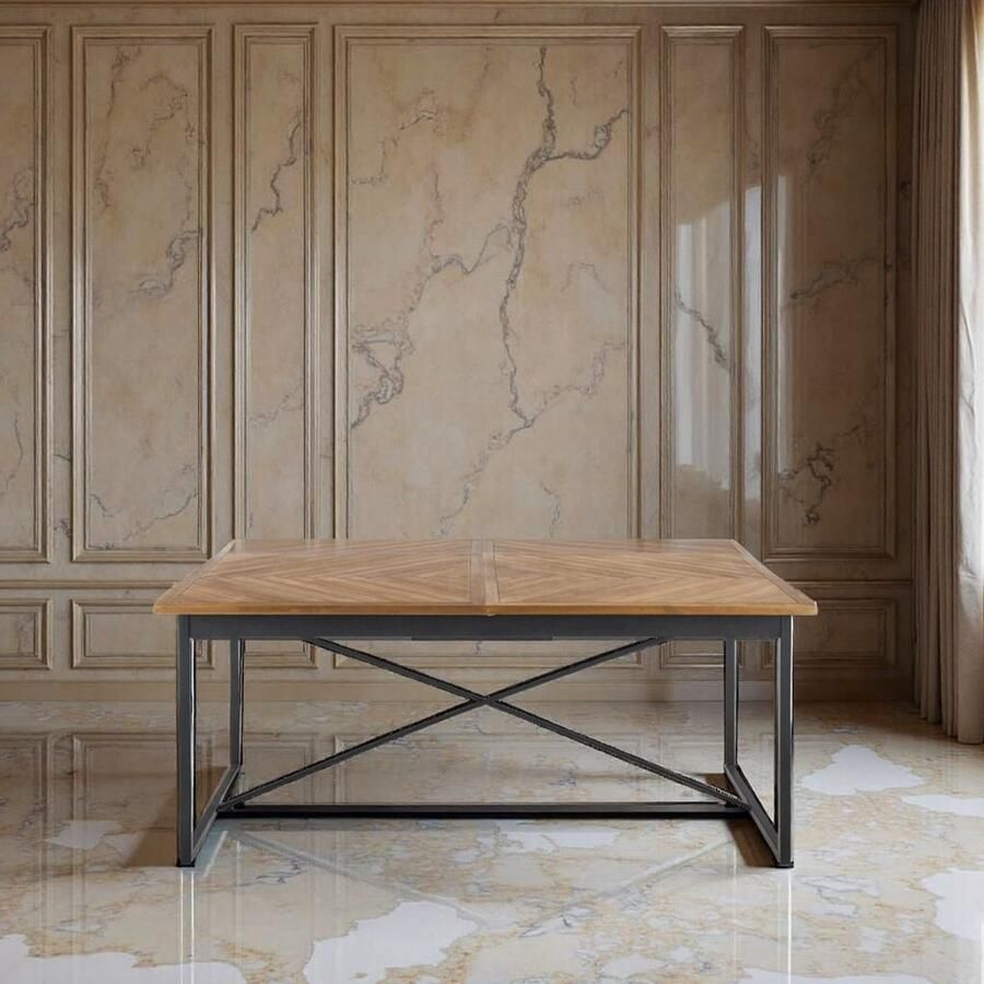 Industrialhome Clayrac Uitschuifbare Eettafel Houtskleur Robuuste Eettafel voor 10 Personen Verstelbare Lengte 180-240 cm Staal Onderstel Modern & Duurzaam Design