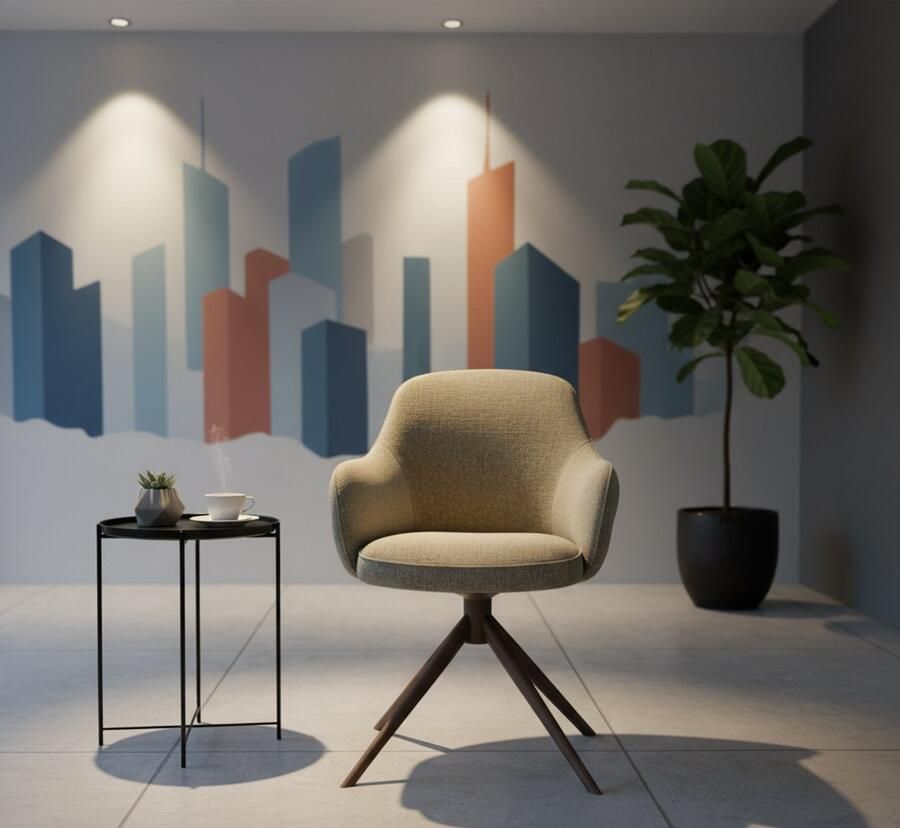 Industrialhome Draaibare eetkamerstoel Oslo – 61x66x91 cm – Mushroom Royal Bouclé stof – Brons metalen onderstel – Design stijl – Met automatische terugdraai functie