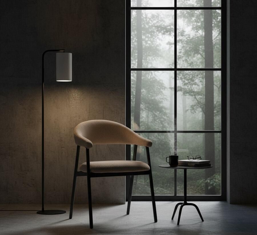 Industrialhome Eetkamerstoel Amaze Luxe Stoffen Stoel Clay Zwart Metalen Onderstel – Comfortabele Moderne Designstoel van – Duurzaam & Stijlvol voor Landelijke en Industriële Interieurs