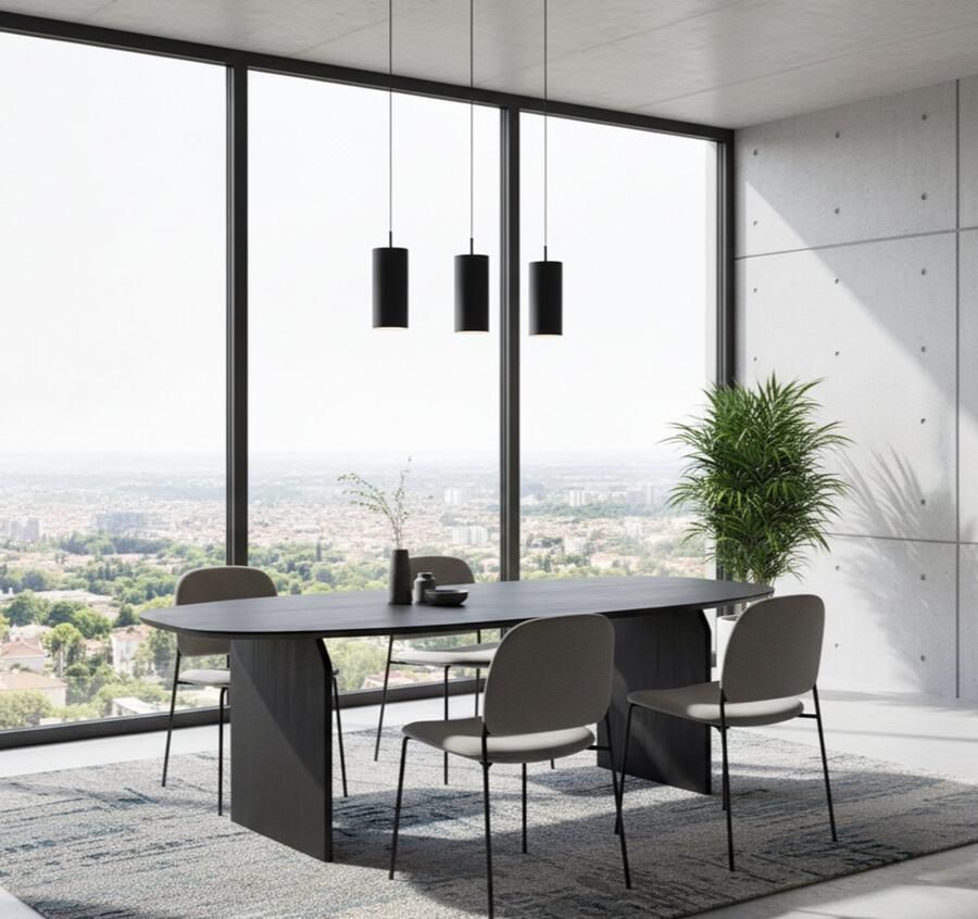 Industrialhome Eettafel 'Black Ember' 250x110 cm – Organisch Design – Zwart Sandblasted Mangohout – Massief Hout – Luxe & Robuust – Moderne Houten Tafel – Handgemaakt