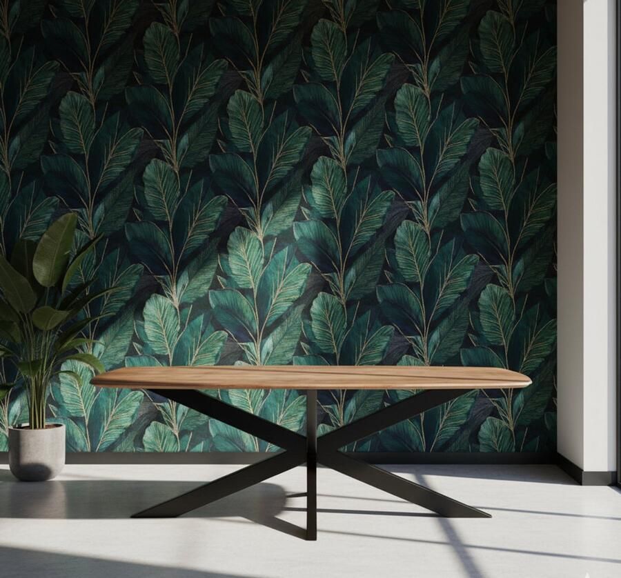 Industrialhome Eettafel Deens Ovaal 160x100 cm – Mangohout Espresso – Industriële Eettafel met Zwart Metalen Poot – Tafel Zane