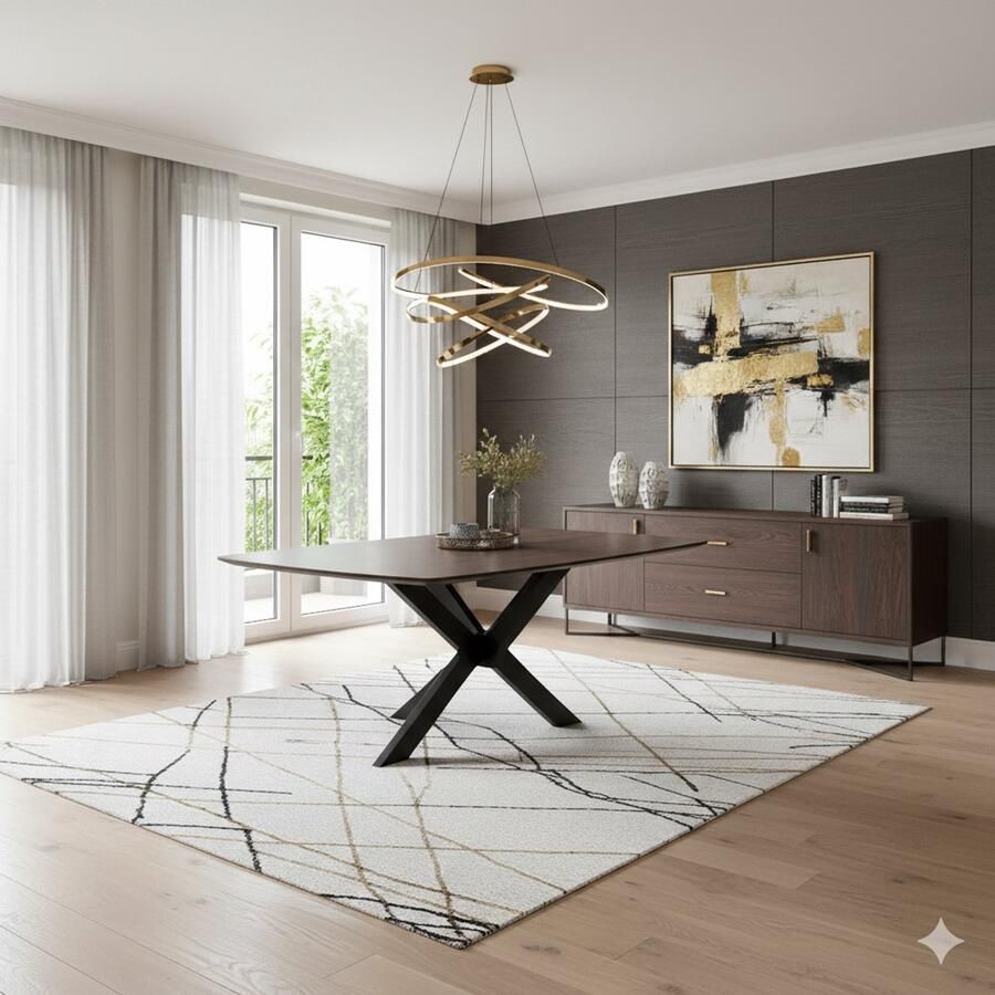 Industrialhome Eettafel EspressoSquare 130x130 cm – Vierkante Eettafel Espresso Mangohout & Zwart Metaal – Industriële Tafel voor 4-8 Personen – LABEL51 by