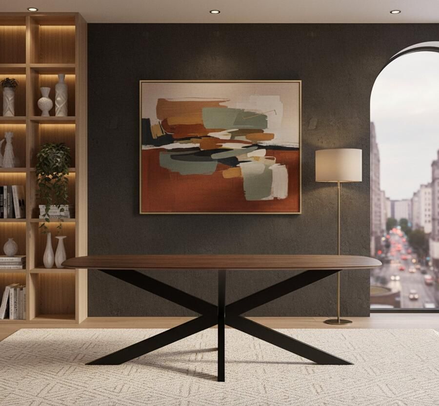 Industrialhome Eettafel industrieel Zane 220x100 cm – Espresso mangohout met zwart metalen onderstel – Ruime en stijlvolle tafel van voor 8-10 personen – Duurzaam en modern design