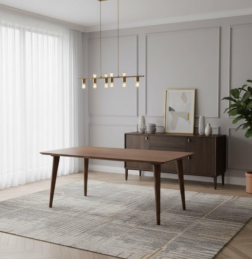 Industrialhome Eettafel Livana 160x90x76 cm – Rechthoekig – Massief Mangohout Naturel – Taps toelopende poten – Landelijk & Modern –