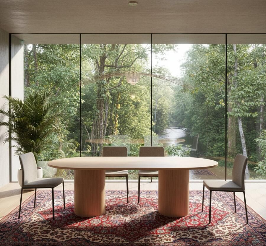 Industrialhome Eettafel Naturel Eiken 240x120 cm Industrieel Design Luxe Ovale Oliva Dining Table met Massief Houten Poten