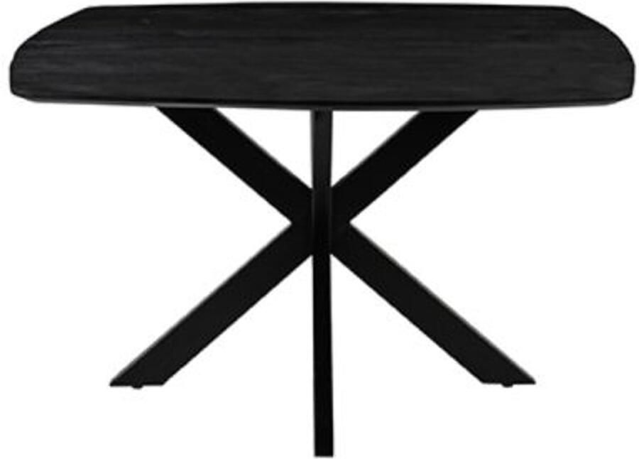 Industrialhome Eettafel NoirSquare 130x130 cm – Vierkante Zwarte Eettafel van Mangohout met Metalen Spinpoot – Industriële Eettafel voor 4-8 Personen – LABEL51 by