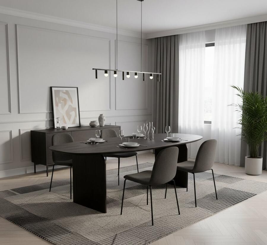 Industrialhome Eettafel Savora 250x110 cm – Organische Ovale Eettafel – Mangohout Espresso – Massief Hout – Moderne & Warme Uitstraling – 6 tot 8 Personen