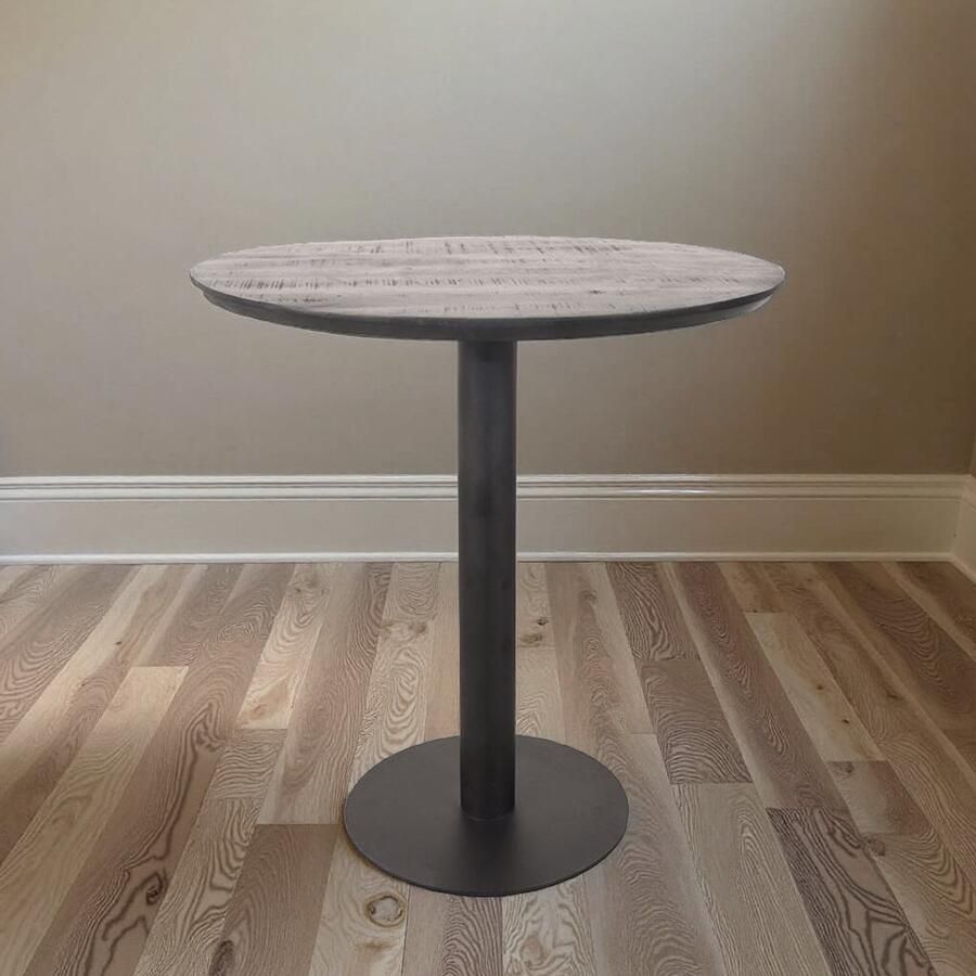 Industrialhome Eettafel 'Urban Classic' – 70x70x74 cm – Rond – Zwart Mangohout & Metaal – Industriële Restauranttafel – Handgemaakt – 4 Personen