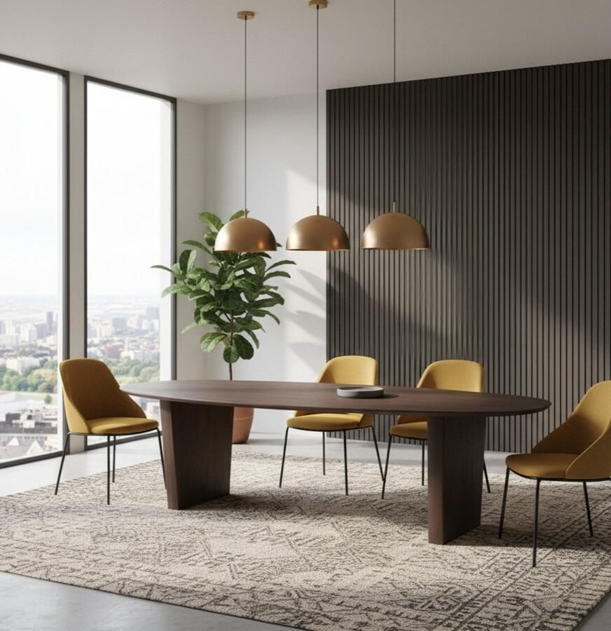 Industrialhome Eettafel Verona 300x130x75 cm – Ovale Massief Espresso Mangohouten Tafel – Luxe Robuuste Design Eettafel voor Grote Gezelschappen