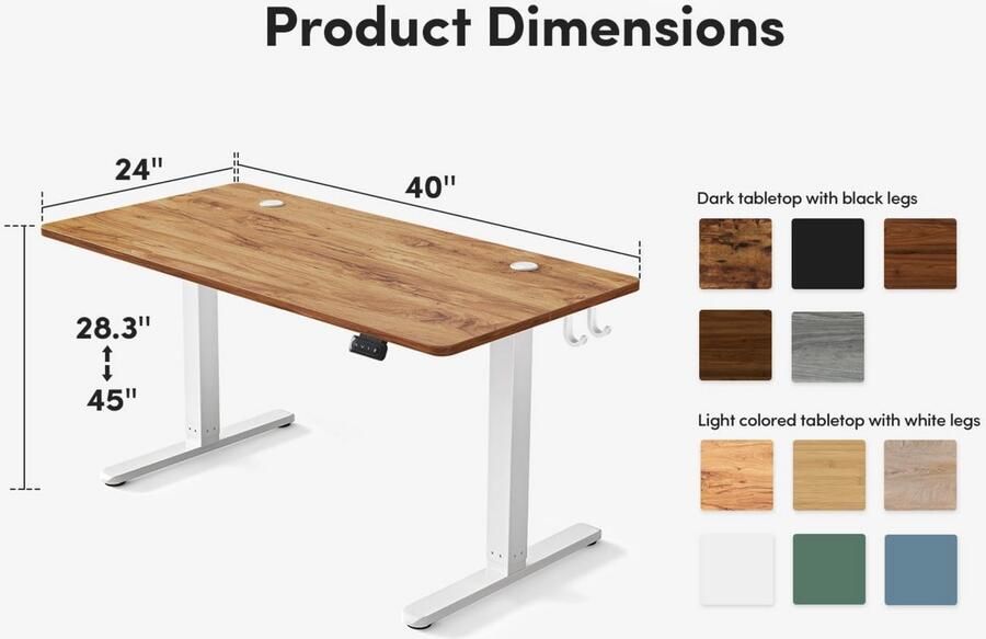 Industrialhome Elektrisch In Hoogte Verstelbaar Bureau 100x60 cm – Ergonomisch Zit-Sta Bureau met Geheugenfunctie Antibotsbeveiliging & Stil Motorsysteem – Compact Sta Bureau voor Thuiswerken & Kantoor – Licht Eiken Vintage Design